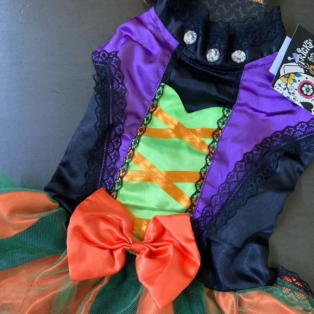 Halloween Dog Witch Corset Pet Costume Dress S